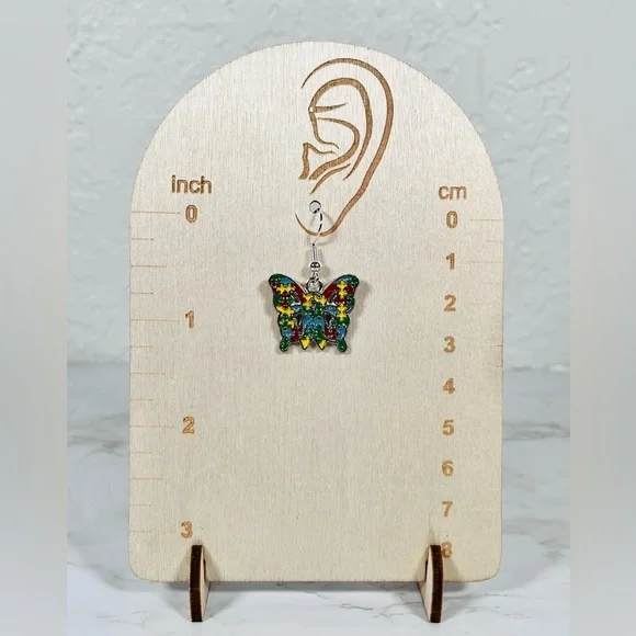 Autism Butterfly Puzzle Earrings - Picture 5 of 8